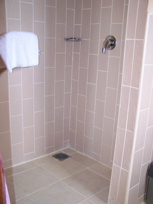 Modified shower room for wheelchair access