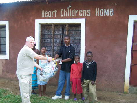 Presenting them with some clothes etc.